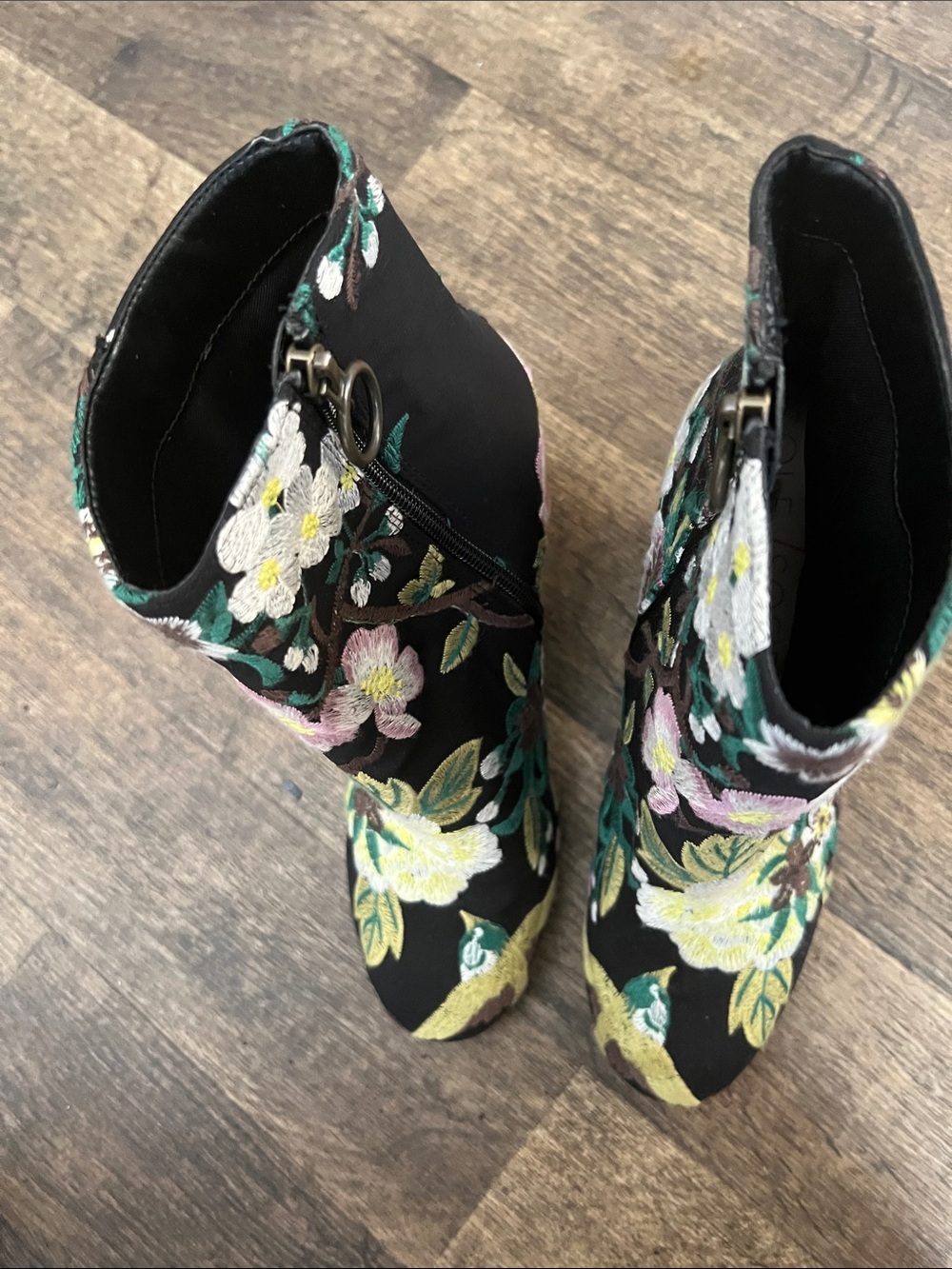 Embroidered Floral Black Ankle Boots
Sole society